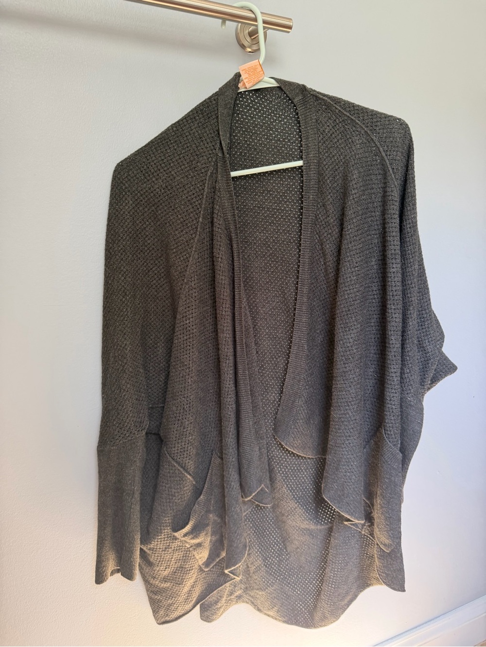 Women's Open-Front Draped Cardigan Sweater - Charcoal